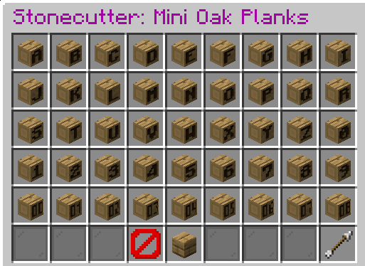 mini oak planks in a stonecutter