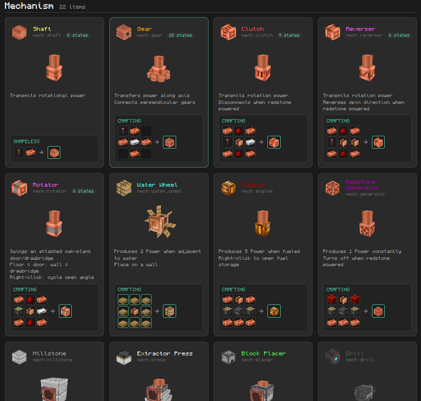 Mechanism catalog